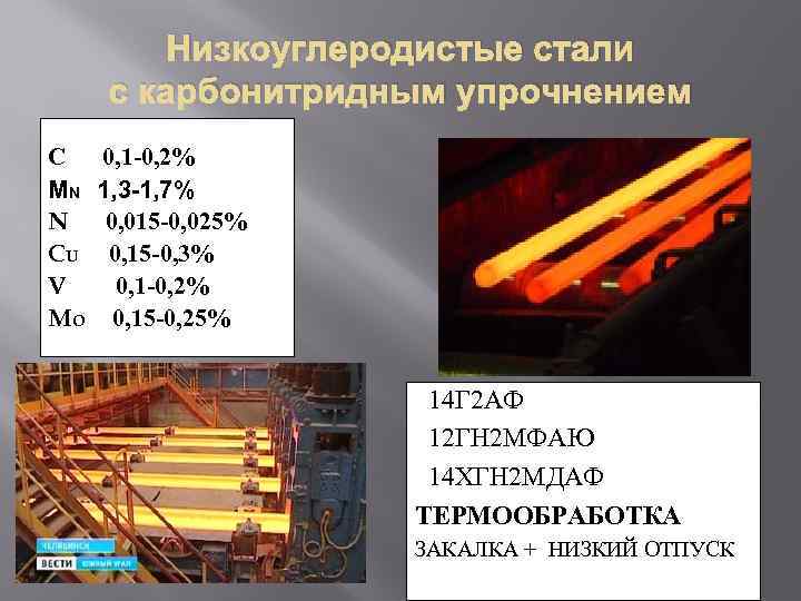 Низкоуглеродистые стали с карбонитридным упрочнением С 0, 1 -0, 2% MN 1, 3 -1,