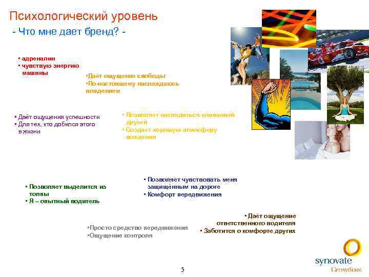 Психологический уровень - Что мне дает бренд? • адреналин • чувствую энергию машины •