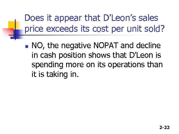 Does it appear that D’Leon’s sales price exceeds its cost per unit sold? n