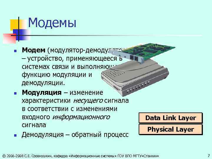 Модем характеристики