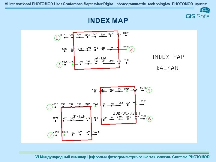 VI International PHOTOMOD User Conference September Digital photogrammetric technologies PHOTOMOD system INDEX MAP VI