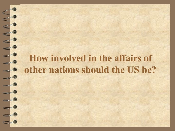 How involved in the affairs of other nations should the US be? 