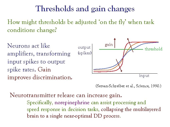 Thresholds and gain changes How might thresholds be adjusted ‘on the fly’ when task