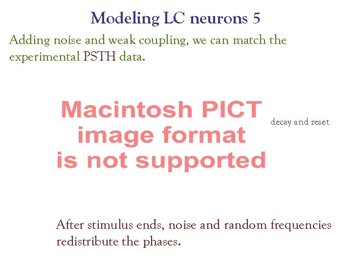 Modeling LC neurons 5 Adding noise and weak coupling, we can match the experimental
