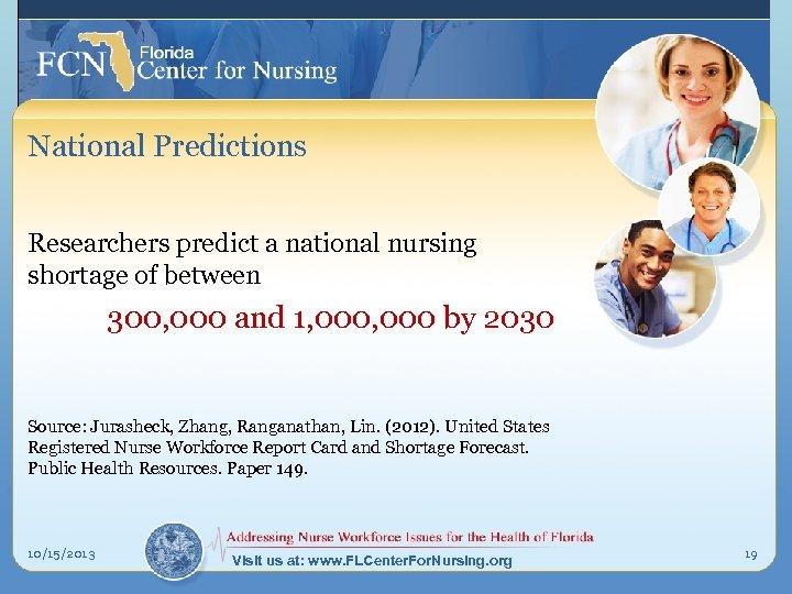 National Predictions Researchers predict a national nursing shortage of between 300, 000 and 1,