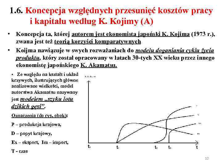 1. 6. Koncepcja względnych przesunięć kosztów pracy i kapitału według K. Kojimy (A) •