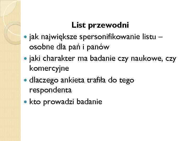 List przewodni jak największe spersonifikowanie listu – osobne dla pań i panów jaki charakter