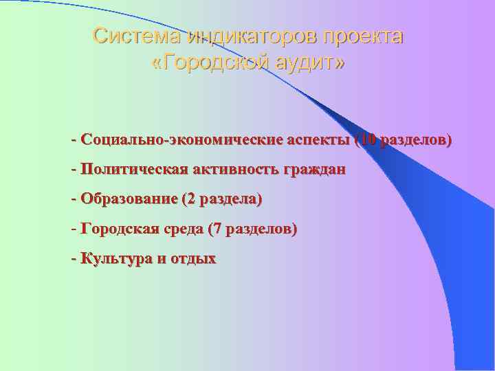 Система индикаторов проекта «Городской аудит» - Социально-экономические аспекты (10 разделов) - Политическая активность граждан