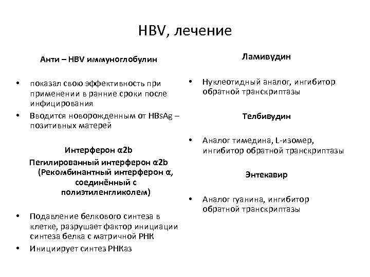 HBV, лечение Ламивудин Анти – HBV иммуноглобулин • • показал свою эффективность применении в