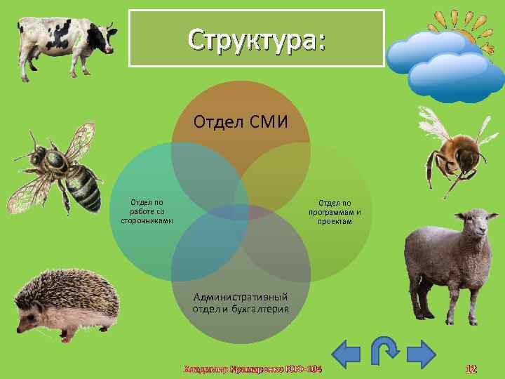 Структура: Отдел СМИ Отдел по работе со сторонниками Отдел по программам и проектам Административный