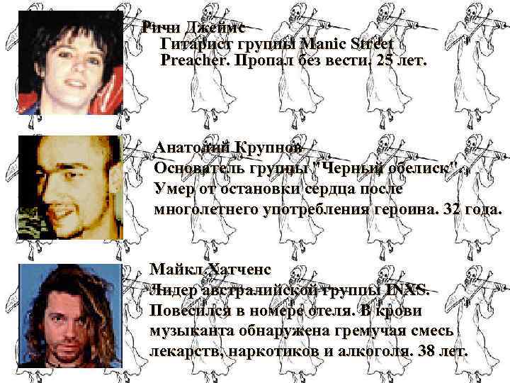 Ричи Джеймс Гитарист группы Manic Street Preacher. Пропал без вести. 25 лет. Анатолий Крупнов