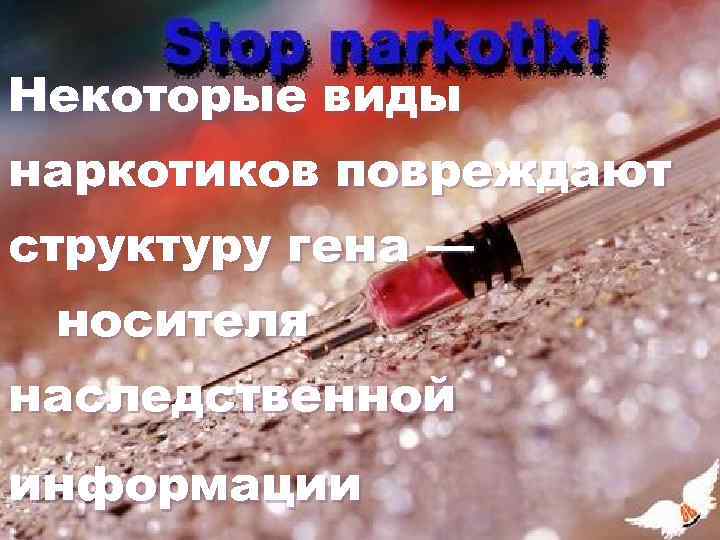 Некоторые виды наркотиков повреждают структуру гена — носителя наследственной информации 