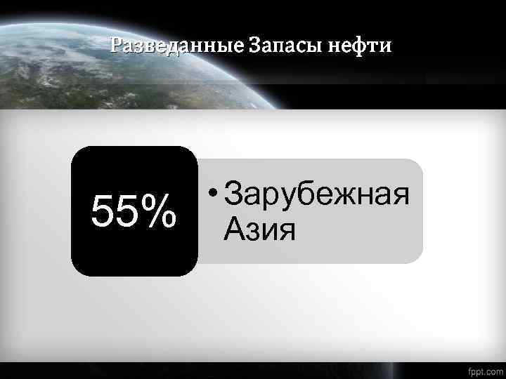 Разведанные Запасы нефти 55% • Зарубежная Азия 