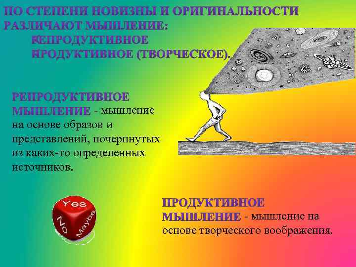 - мышление на основе образов и представлений, почерпнутых из каких-то определенных источников. - мышление