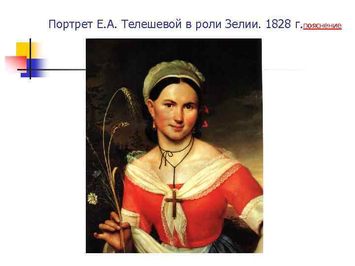 Портрет Е. А. Телешевой в роли Зелии. 1828 г. пояснение 