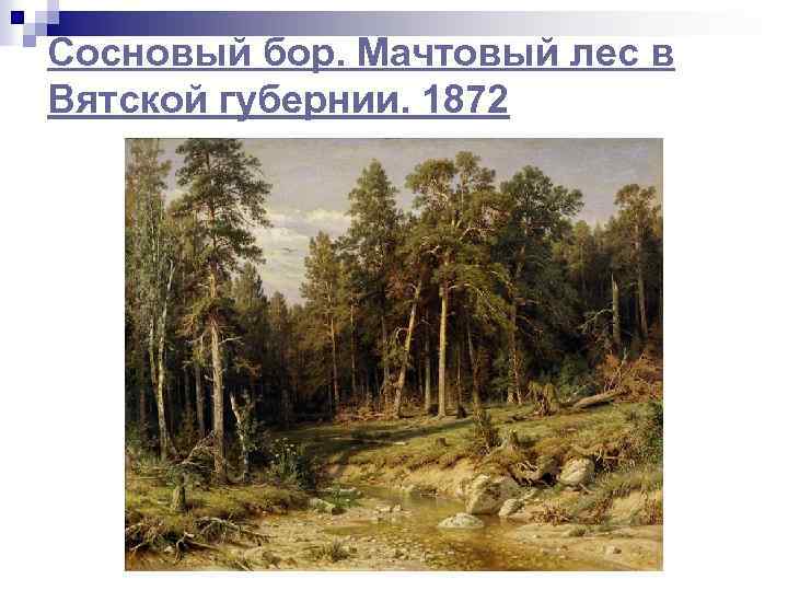 Сосновый бор. Мачтовый лес в Вятской губернии. 1872 