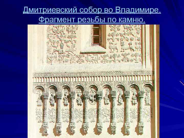 Дмитриевский собор во Владимире. Фрагмент резьбы по камню. 