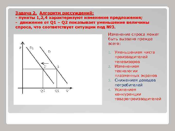 Задача 2. Алгоритм рассуждений: - пункты 1, 2, 4 характеризуют изменение предложения; - движение