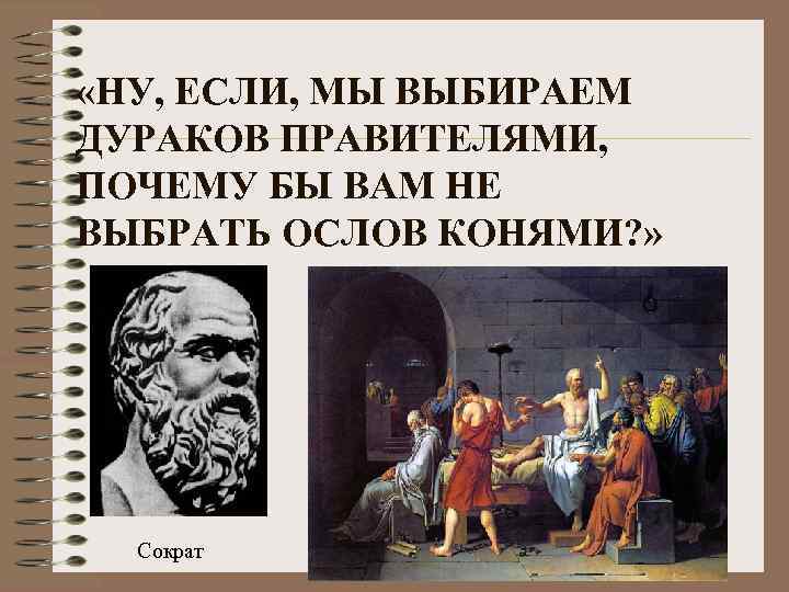  «НУ, ЕСЛИ, МЫ ВЫБИРАЕМ ДУРАКОВ ПРАВИТЕЛЯМИ, ПОЧЕМУ БЫ ВАМ НЕ ВЫБРАТЬ ОСЛОВ КОНЯМИ?