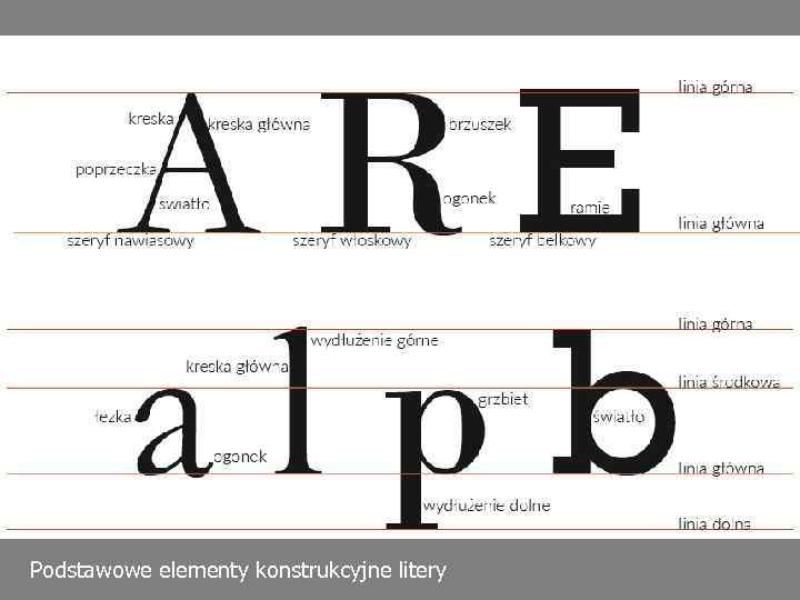 Podstawowe elementy konstrukcyjne litery 