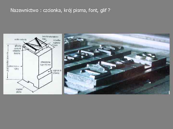 Nazewnictwo : czcionka, krój pisma, font, glif ? 