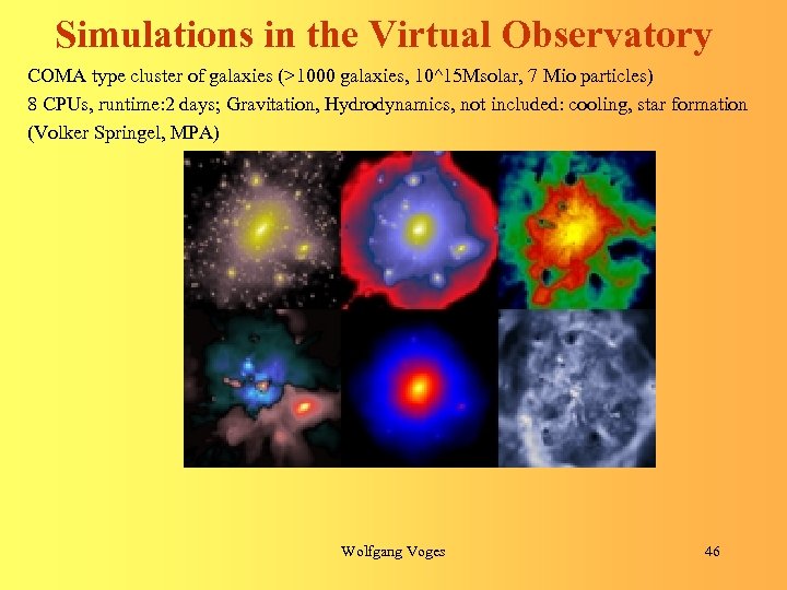 Simulations in the Virtual Observatory COMA type cluster of galaxies (>1000 galaxies, 10^15 Msolar,