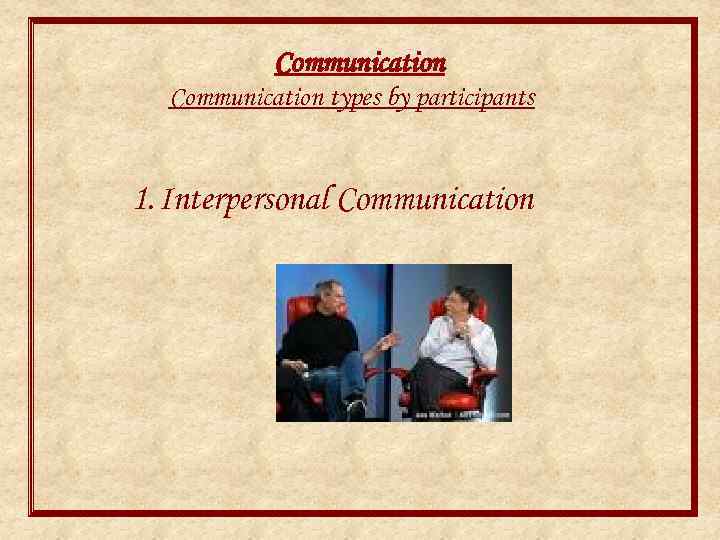 Communication types by participants 1. Interpersonal Communication 