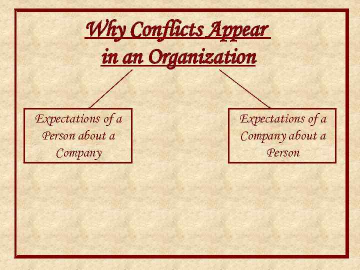 Why Conflicts Appear in an Organization Expectations of a Person about a Company Expectations