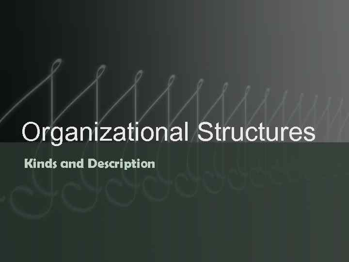 Organizational Structures Kinds and Description 