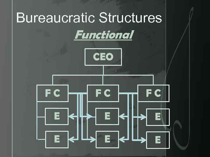 Bureaucratic Structures Functional CEO FC FC FC E E E 