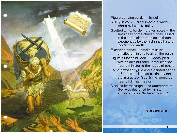 Figure carrying burden – Israel Murky stream – Israel lived in a world where