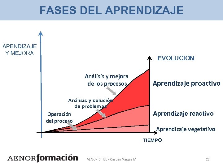 FASES DEL APRENDIZAJE APENDIZAJE Y MEJORA EVOLUCION Análisis y mejora de los procesos Aprendizaje