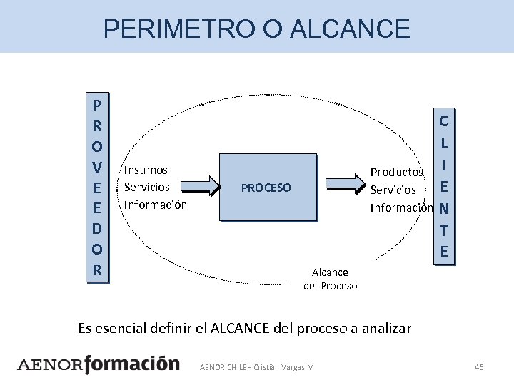 PERIMETRO O ALCANCE P R O V E E D O R Insumos Servicios