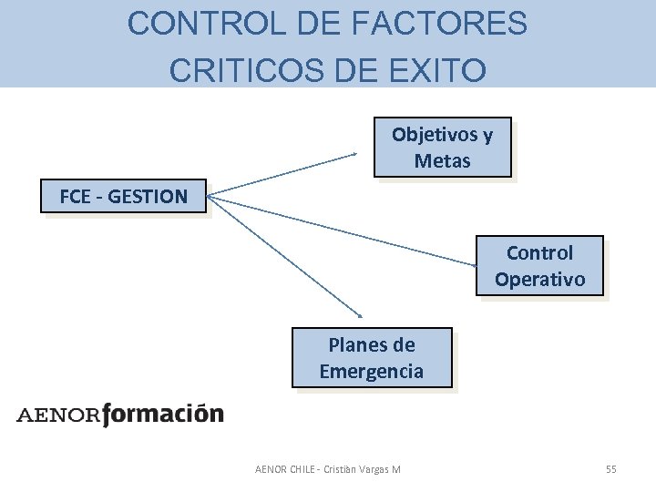 CONTROL DE FACTORES CRITICOS DE EXITO Objetivos y Metas FCE - GESTION Control Operativo