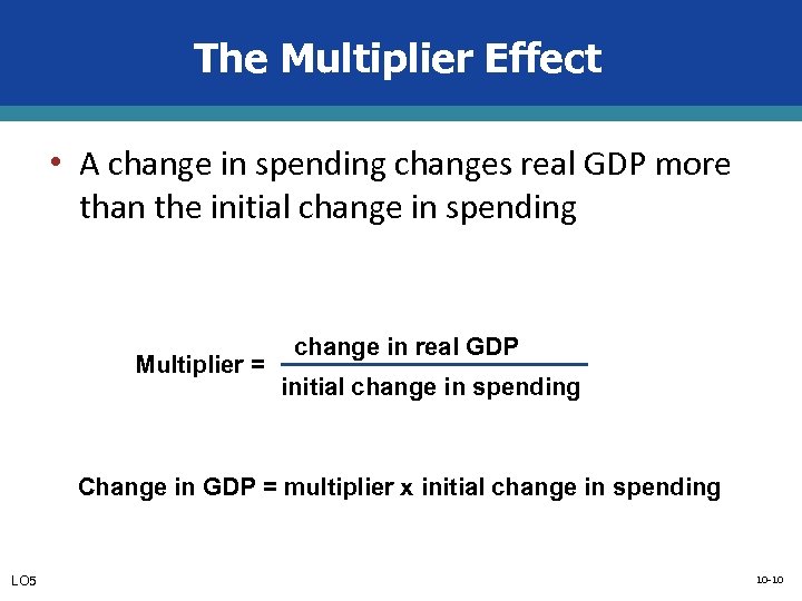 The Multiplier Effect • A change in spending changes real GDP more than the