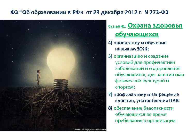 ФЗ "Об образовании в РФ» от 29 декабря 2012 г. N 273 -ФЗ Охрана