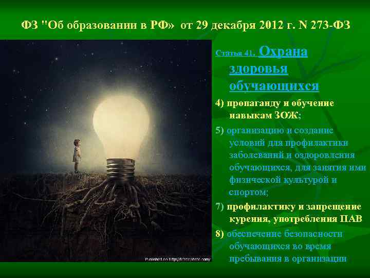ФЗ "Об образовании в РФ» от 29 декабря 2012 г. N 273 -ФЗ Охрана