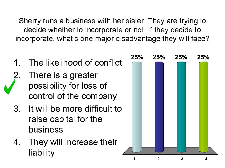 Sherry runs a business with her sister. They are trying to decide whether to