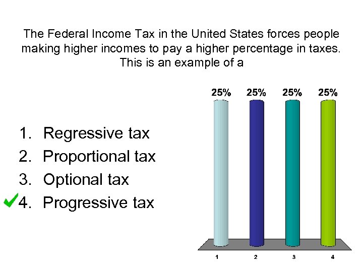 The Federal Income Tax in the United States forces people making higher incomes to