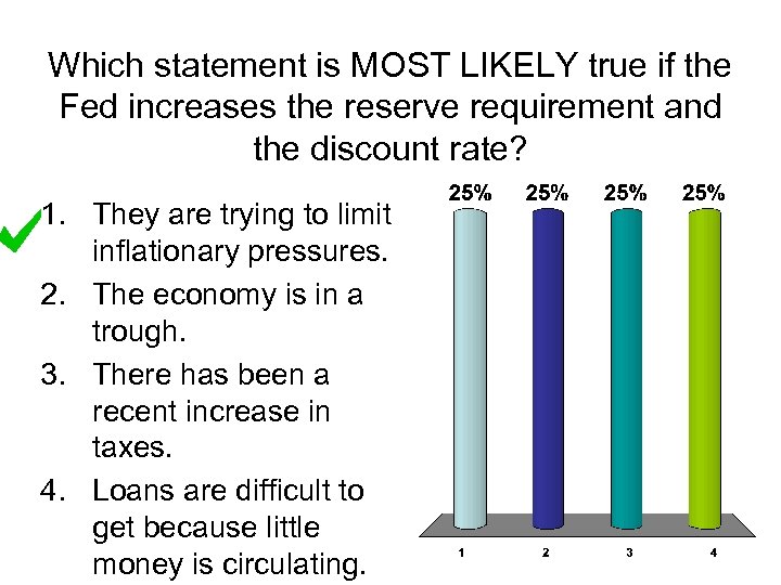 Which statement is MOST LIKELY true if the Fed increases the reserve requirement and