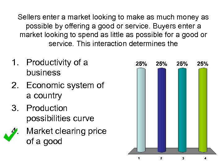 Sellers enter a market looking to make as much money as possible by offering