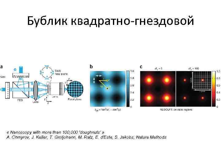 Бублик квадратно-гнездовой « Nanoscopy with more than 100, 000 'doughnuts‘ » A. Chmyrov, J.