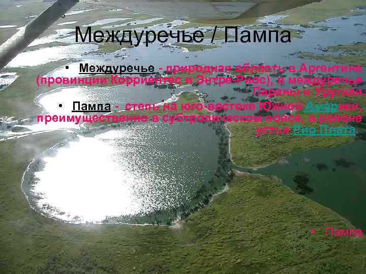 Междуречье / Пампа • Междуречье - природная область в Аргентине (провинции Корриентес и Энтре-Риос),