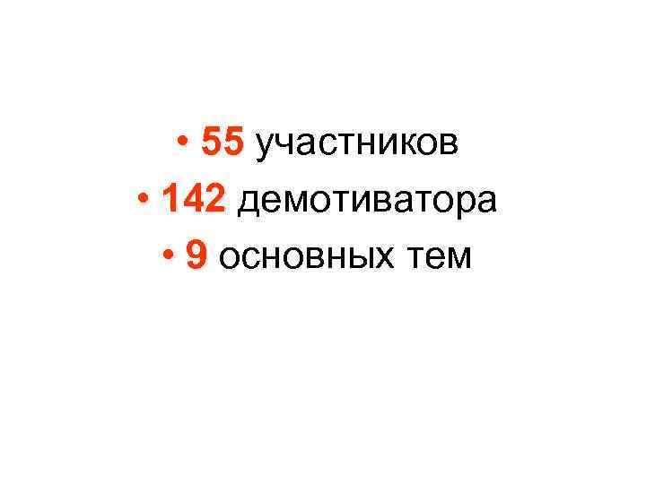  • 55 участников • 142 демотиватора • 9 основных тем 