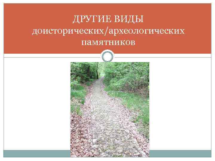 ДРУГИЕ ВИДЫ доисторических/археологических памятников 