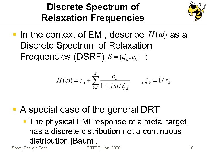 Discrete Spectrum of Relaxation Frequencies § In the context of EMI, describe Discrete Spectrum