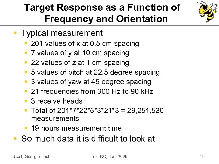 Target Response as a Function of Frequency and Orientation § Typical measurement § §