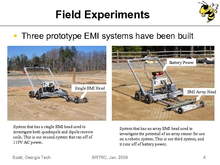 Field Experiments § Three prototype EMI systems have been built Battery Power Single EMI