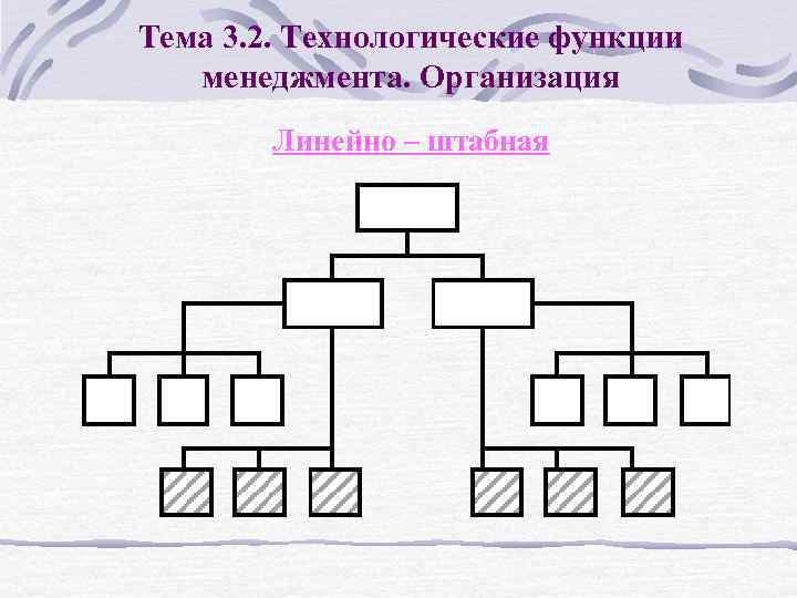 Тема 3. 2. Технологические функции менеджмента. Организация Линейно – штабная 