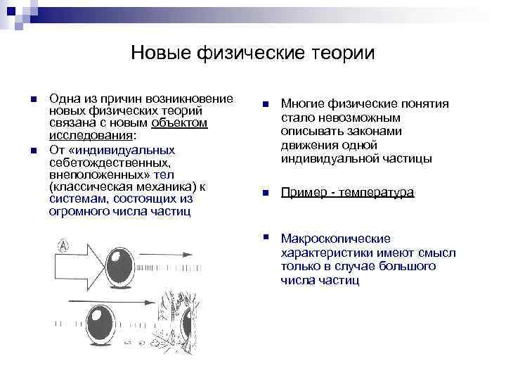 Новые физические теории n n Одна из причин возникновение новых физических теорий связана с